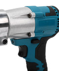 Yunseity Cordless Metal Shear boasts 400Nm Torque For Effortless Steel Cutting close-up view of blue and silver handheld electric cutter.