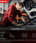 Technician working on engine with Premium Air Conditioning Compressor With Rock Solid Clutch Direct Bolt On for Chrysler 300 Dodge Charger Challenger 2014 Through 2023 V6 3.6 Liter.