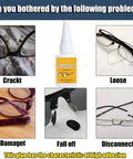 Glasses Repair Glue For Instant Bonding Of Eyeglass Frames With A Fine Tip Applicator, addressing frame cracks, looseness, damage, and disconnect issues.