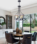 Farmhouse Round Pendant Chandelier 4 Light Cage Ceiling Light 17 Inch Drum Hanging Lamp Fixture Rustic Metal Chandelier