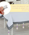 4 Pack Tablecloth Weights With Metal Clips Crystal Ball Pendant Curtain Weights 20mm Blue on dining table