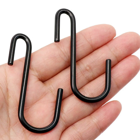 Heavy Duty S Hooks Black Small Size 10 Pack for Kitchen Bathroom Bedroom and Office Hanging Hangers for Pans Pots Coats