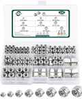 220 Pieces Nylon Insert Lock Nut Set in 304 Stainless Steel with inch thread sizes in open storage box for DIY projects.