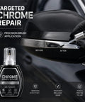 Professional Chrome Repair Pen Nails That Slick Mirror Finish Which Takes Care Of Chips Scuffs And Scratches On Bathroom Fixtures And Metal Hardware For A Legit Factory Fresh Gloss applied to metal trim on a car with a precision brush.
