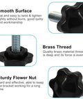 20 Piece Set 1/4-20 Inch Thread Knob Screws with Plastic Star Shaped Nuts, brass thread detail