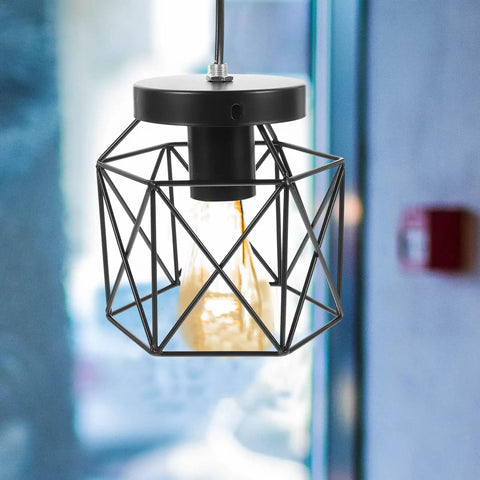 Real Deal Industrial Farmhouse Ceiling Light Rustic Iron Flush Mount With Bangin Hand Welded Metal Shades showcasing a geometric black metal design.