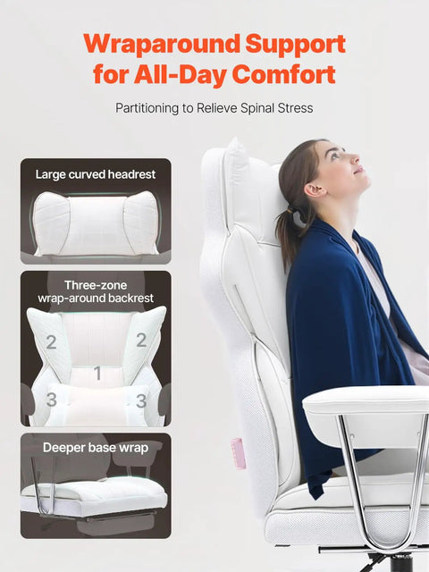 Reclining Office Chair With Footrest For Big And Tall Pros Oversize PU Leather Executive Chair With Lumbar Support features.