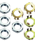 Heavy Duty D-Style Trailer Spindle Nuts and Retainers 1 Inch Thread Fits 2,000-8,000 Lbs Axles Includes 4 Nuts and 4 Retainers