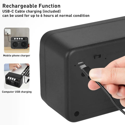 Charging Guitar Mini Amp 5W Rechargeable Bluetooth Amplifier For Desktop Practice With Clean And Distortion Channels USB-C Port