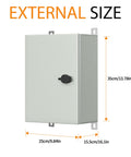 Built Tough Metal Electrical Enclosure Box IP65 Waterproof Front View with Size Dimensions