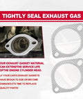 2 Pack Heavy Duty Exhaust Manifold Gasket 3 Inch 2 Bolt Flange Replacement Universal Fit, showing high heat resistant material.