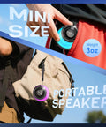 Person using Magnetic Bluetooth Mini Speaker With Bass Diaphragm, 5W Internal Magnet Driver, TWS Stereo, RGB Light, portable size.