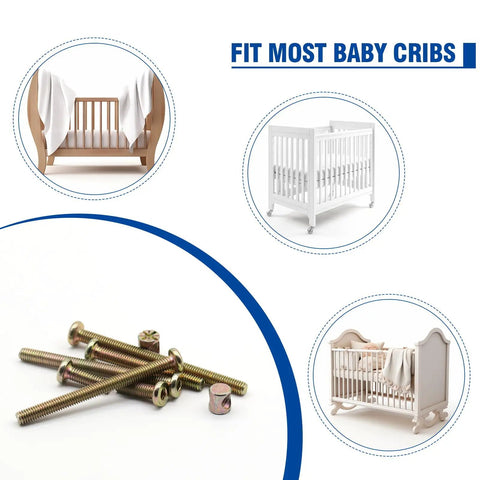 Assorted Crib Screws And Barrel Nuts Replacement Kit Fits Delta Graco Cribs 32 Piece with hex socket and bolts for cribs.