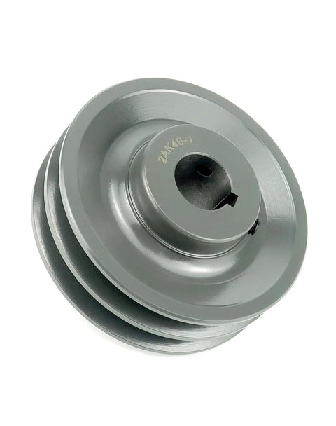 Double Groove V Belt Pulley, 4.45 Inch Outside Diameter, 1 Inch Fixed Bore, 2 Groove Sheave For A, 3L And 4L V Belts, Cast Iron