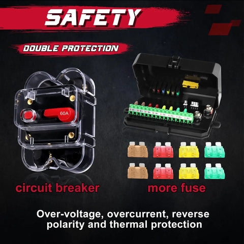 Circuit breakers and fuses for 8 Gang Switch Panel 12V 24V Dimmable Strobe Momentary Universal Circuit Control Box On Off LED Touch Switch Pod