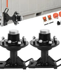 Heavy Duty Shipping Container Wheels With 8X6.5 Lug Kit Plate Casters showing sturdy black metal hubs with fastening bolts.