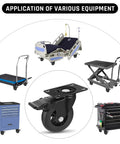 Heavy Duty 4 Inch Locking Swivel Caster Wheels Set Of Four Solid Rubber Furniture Cart Casters Loaded Up Without Breaking A Sweat Roll Like Butter 2200 Lbs Max Payload on hospital bed and tool carts.