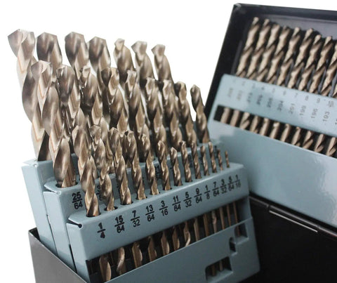 M35 HSS Drill Bit Set With 5 Percent Cobalt, 115-Piece Pro Grade Bits, 135 Degree Split Point, Sizes 1/16 To 1/2 Inch, Includes 1-60 And A-Z Bits, Heavy Duty High Speed Steel For Stainless Steel