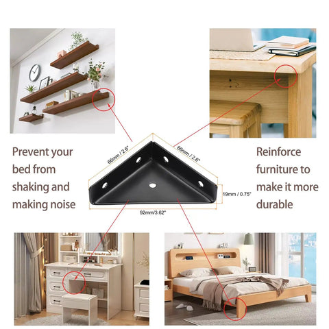Heavy Duty Four Pack Bed Corner Supports And Hidden Triangular Shelf Brackets Built With Cold Rolled Steel Bring A Sleek Black Finish