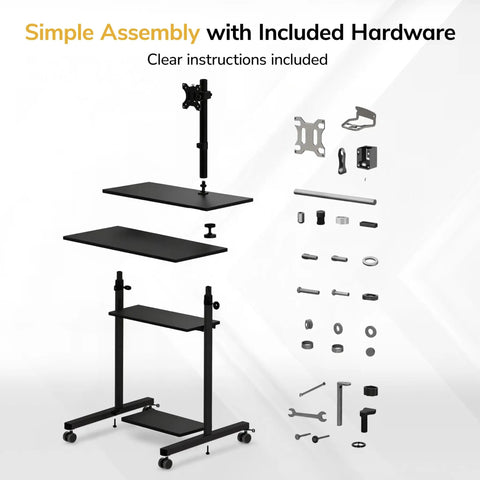 Mobile Computer Cart With Monitor Mount For 32 Inch Screens Rolling Laptop Stand On Wheels Height Adjustable From 37.25 To 53.75 Inches Includes Keyboard Tray Ideal For Classrooms And Offices