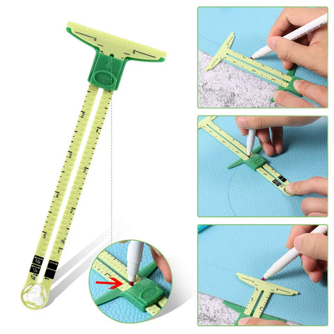 2 Pieces Sewing Gauge With Sliding Marker 5 In 1 Measuring Tool For Fabric Quilting And Sewing Hemming Ruler And Seam Allowance Guide.