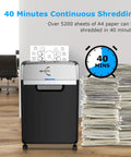 Heavy Duty Office Shredder 24 Sheet Cross Cut P4 High Security 40 Min Continuous Run Time 9 Gallon Bin Ultra Quiet 55dB Commercial Grade