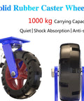 Heavy Duty Solid Rubber Caster Wheels Set Of Four In 6 8 10 And 12 Inch 2000 Lb Load Per Caster Quiet Glide Swivel Casters