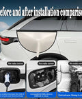 Before and after installation comparison of Beefy Magnetic EV Charger Port Cover For Hyundai Ioniq 5 And Ioniq 6 showing protection in beige.