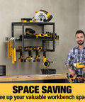 Heavy Duty Power Tool Organizer Wall Mount Cordless Drill Hanger Storage Rack Battery Tools Holder with Charging Station Shelf for Garage