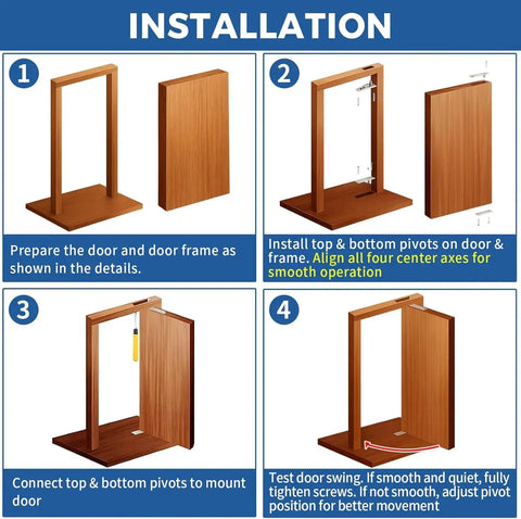 Installation guide for Heavy Duty Pivot Hinge For Secret Doors And Hidden Bookcase Doors.