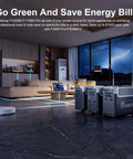 FossilBot F3600 Pro power station in a modern living room with home appliances, showcasing energy-saving capabilities.