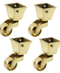Heavy Duty Solid Brass Swivel Caster Wheels With Silent Rolling Square Cup Base Antique Vintage Furniture Casters For Sofa Piano Chair Replacement