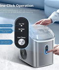 Quiet Countertop Nugget Ice Machine Packs Self Cleaning Tech And Instant Chill Power To Drop Snack Sized Pebble Ice showing user operation panel.