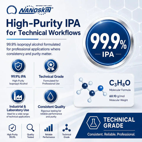 Industrial Grade Isopropyl Alcohol 99.9 percent IPA, Pro Grade Cleaning Solvent for Lab and Industrial Use, Fast Evaporating Low Residue Formula, 13.5 Fl Oz 400 mL, Single Pack - technical grade label