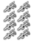Rock Solid Tungsten Steel Tire Studs 50 Pack Anti Slip Snow Screws For Winter Ice Traction close-up of 8 metal tire studs