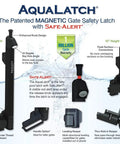 10 Inch Tall Black Magnetic Pool Gate Latch For Kid Safe Use With Keyed Alike Heavy Duty Gate Lock With Safe Alert Indicator