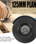 Heavy Duty Tungsten Carbide Grinding Wheel 125mm Angle Grinder Disc With Sharp Teeth For Sanding Carving Shaping And Polishing Wood Or Metal close-up view mounted on an angle grinder