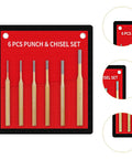 Center Punch Set With Centering Pin And Chisel Tool Kit for Metalworking Masonry and Diy Projects Heavy Duty Steel Construction