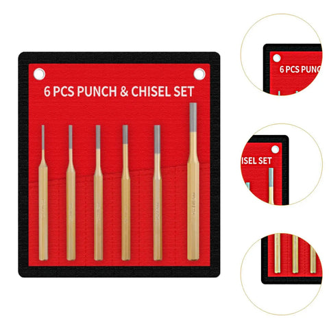 Center Punch Set With Centering Pin And Chisel Tool Kit for Metalworking Masonry and Diy Projects Heavy Duty Steel Construction