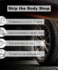 Top Shelf Gloss Silver Wheel Scratch Repair Kit For Smashing Gnarly Curb Rash On Beat Up Alloy Rims shown with benefits of use.