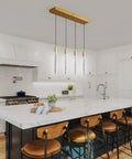 4 Light Gold Brass Pendant Light Fixture for Kitchen Island Modern Dimmable LED Bulbs Minimalist Pendant Lighting in kitchen