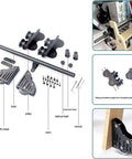 Sliding Barn Door Kit With Ladder Rail System components and installation for Double Interior Doors with Heavy Duty Rolling Ladder Hardware.