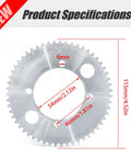 Rear Chain Sprocket 25H 55 Tooth Replacement For Razor E300 Electric Scooter showing dimensions with 54mm ID and 115mm OD