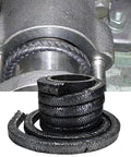 Flexible graphite braided compression packing rings in a close-up view, black, 3/16 in x 3/16 in, 10 ft, Amazon BISS