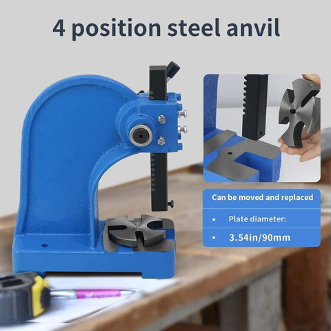 Built Different One Ton Manual Arbor Press With Four Position Steel Anvil And Five Point Five Inch Work Height for precision tasks.