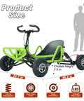 Gas Powered Go Kart 63cc 2.5HP Off Road Kart For Adults And Kids, high speed kart with green frame and safety features shown.