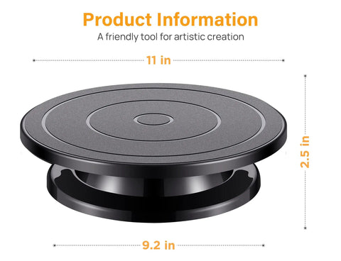 11 Inch Rotate Turntable For Cake Decorating And Painting With Smooth Ball Bearing Spin And 360 Degree Rotation Black Lightweight Display Stand