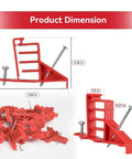 Heavy Duty Multi Cable Staples For Romex And Ethernet dimensions shown, red plastic clips with nails, 3.03 in and 2.36 in sizes.