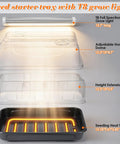 Image showing components of Seed Starter Tray With Grow Lights And Heating Tray, Pro Grade Adjustable Height Humidity Dome.