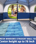 Interior view of Spacious 6 Person Waterproof Family Tent With Windproof Build And Easy Setup In Minutes, blue sleeping pad visible